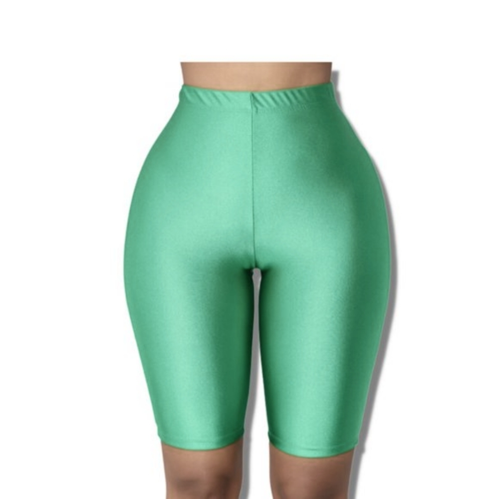 Festival Shiny Teal Biker Shorts